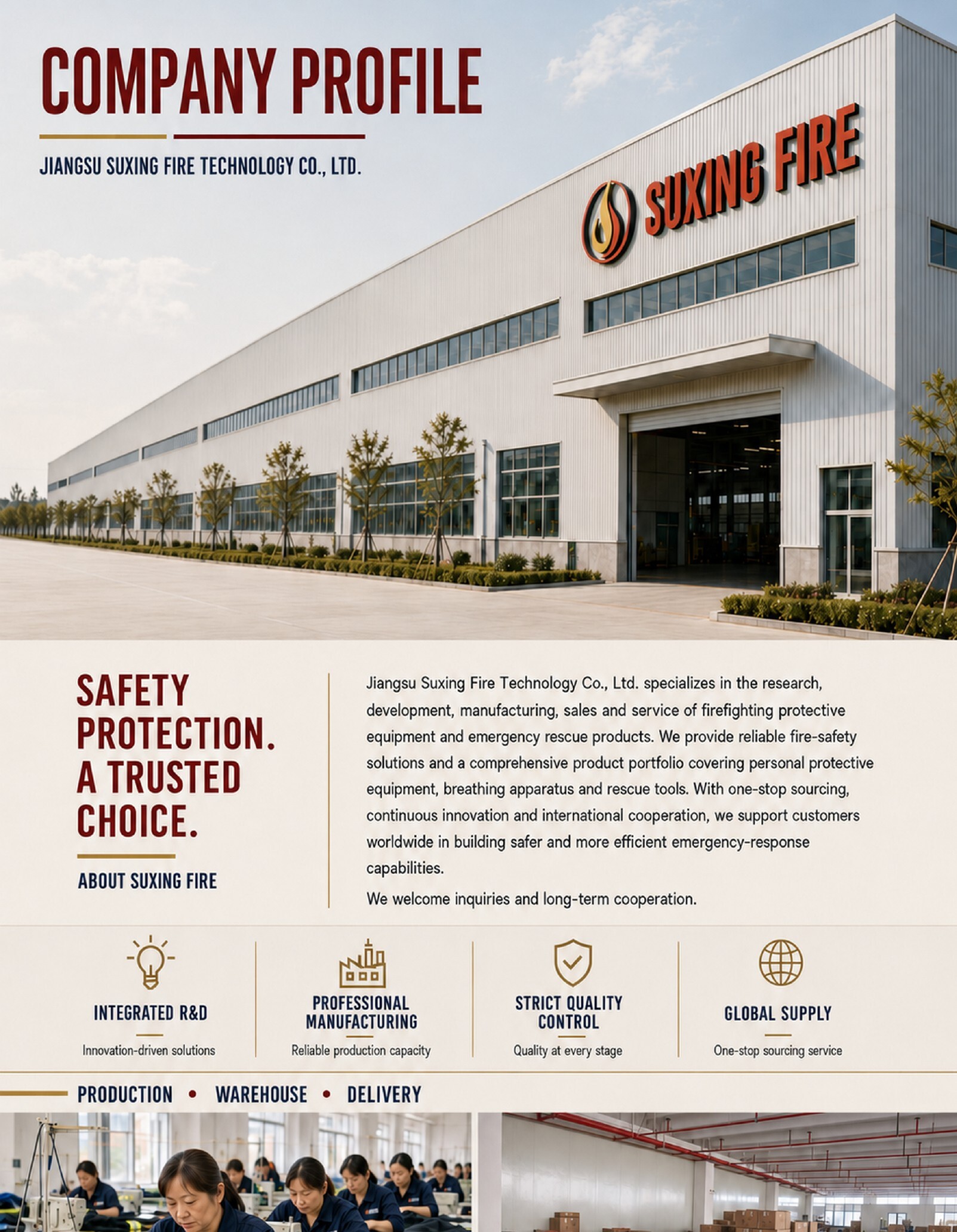 Complete catalogue page 2: Company Profile, including all original product photographs, diagrams, specifications and descriptions