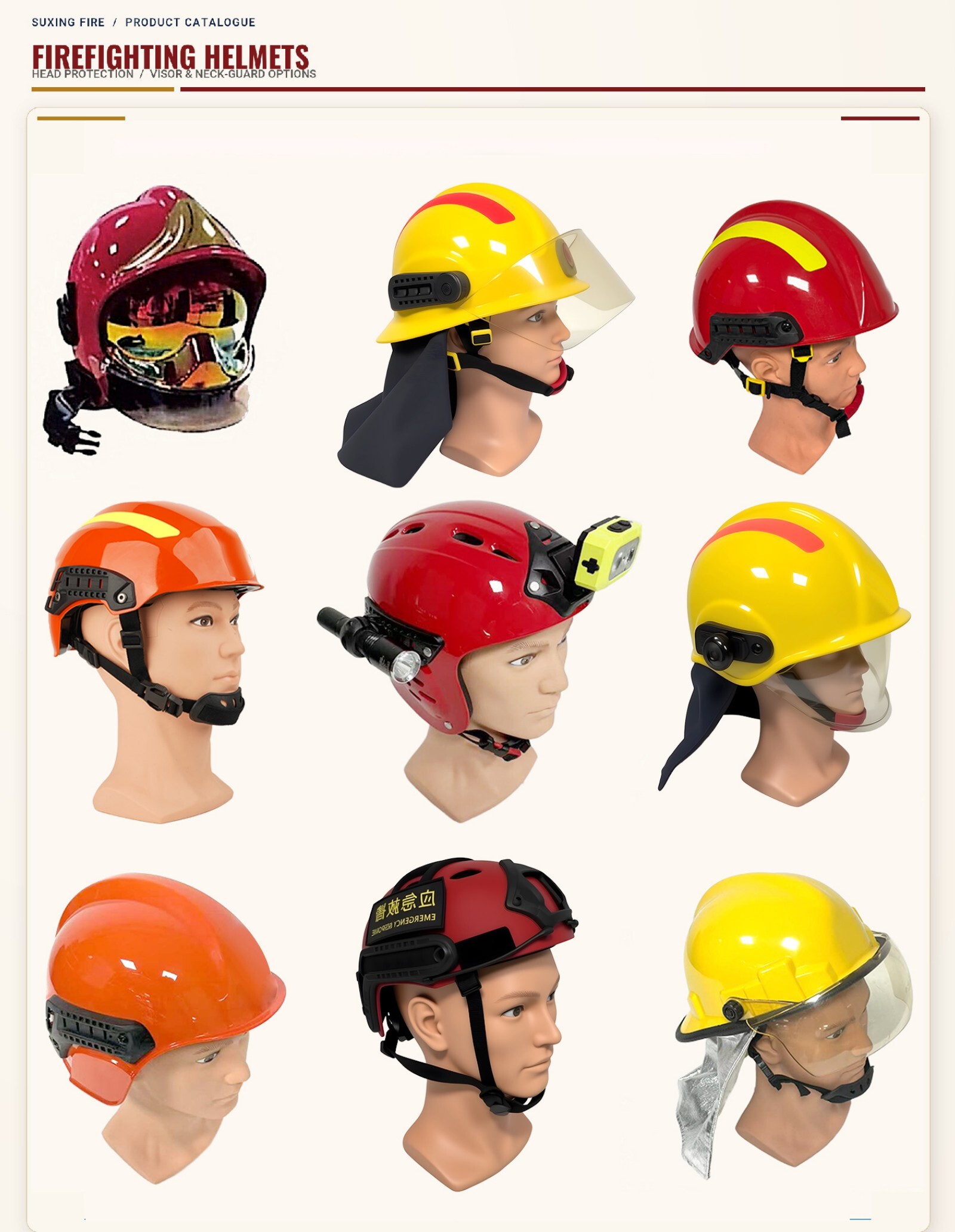 Complete catalogue page 12: Firefighting Helmets, including all original product photographs, diagrams, specifications and descriptions