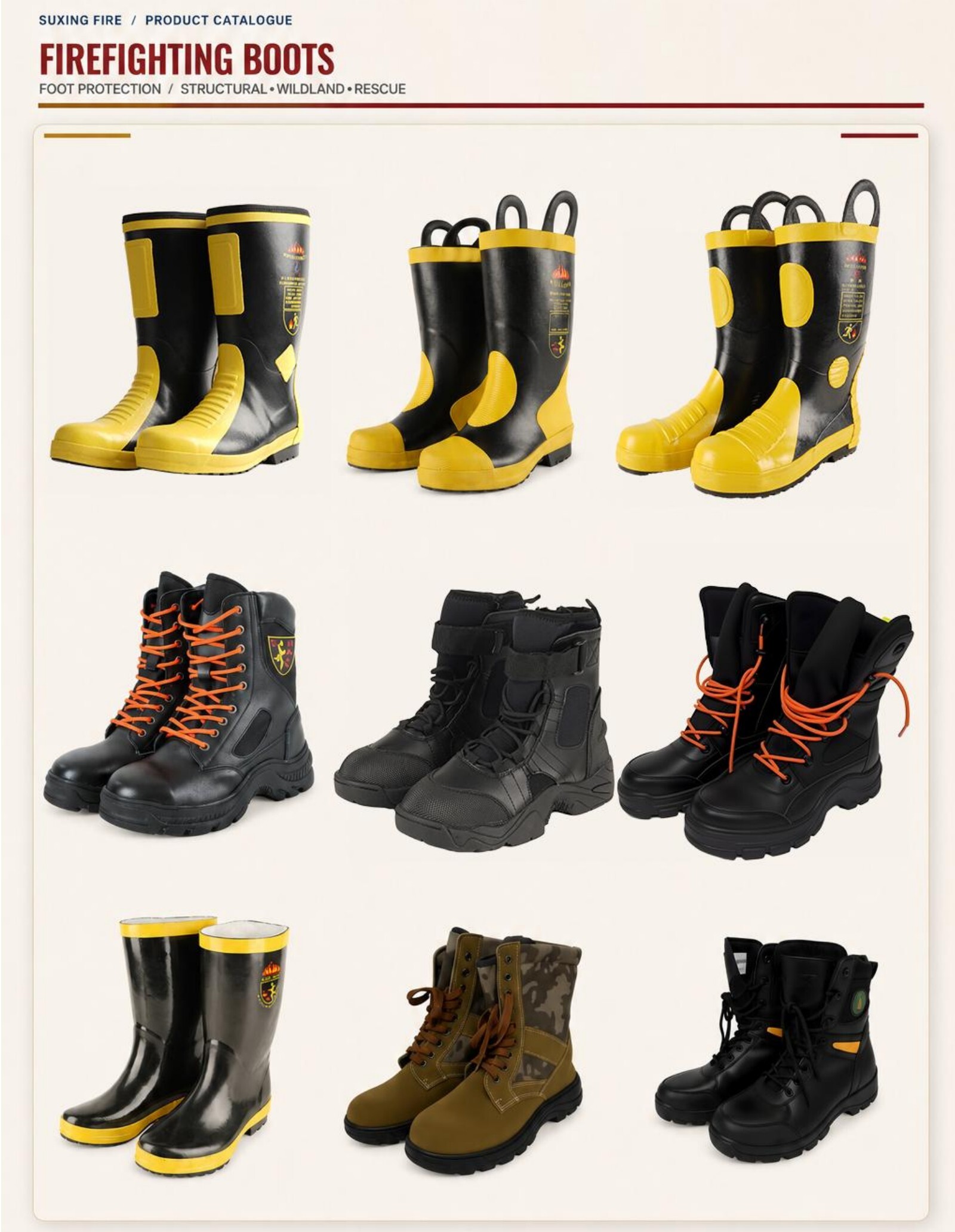 Complete catalogue page 15: Firefighting Boots, including all original product photographs, diagrams, specifications and descriptions